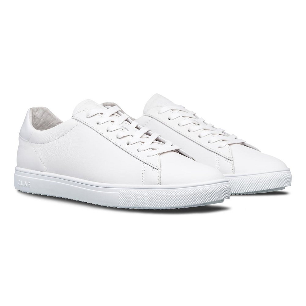 CLAE BRADLEY ESSENTIALS Shoes Mens USA607-D19 In Triple White Leather